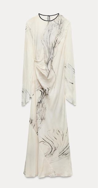 Vestido midi ZARA estampado crema