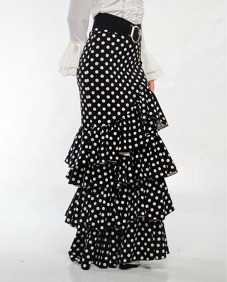 Falda flamenco lunar negro y blanco talla xs-s