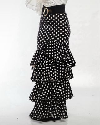 Falda flamenco lunar negro y blanco talla xs-s