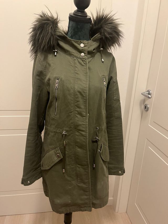 Parka donna Bershka tg S verde militare