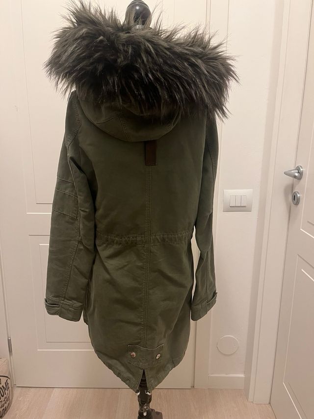 Parka donna Bershka tg S verde militare