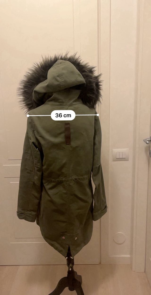Parka donna Bershka tg S verde militare