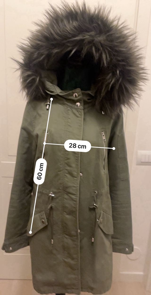 Parka donna Bershka tg S verde militare