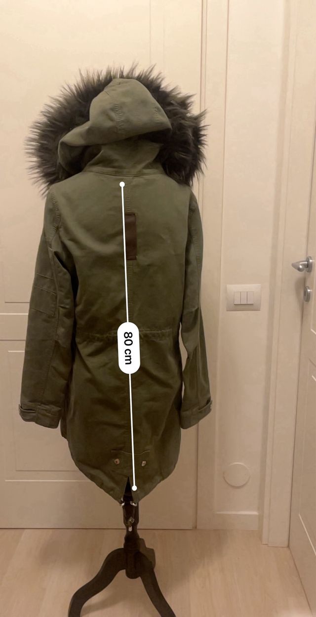 Parka donna Bershka tg S verde militare
