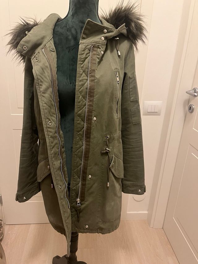 Parka donna Bershka tg S verde militare