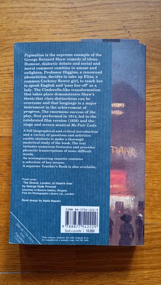 Libro PYGMALION di George Bernard Shaw 
