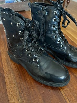 Botin negro hebilla/tachas 36