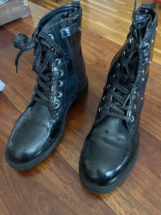 Botin negro hebilla/tachas 36