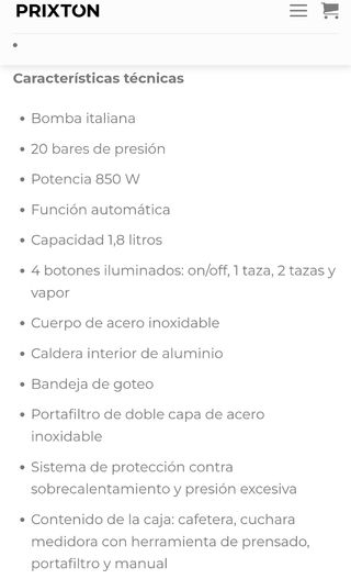 Cafetera express Prixton Verona