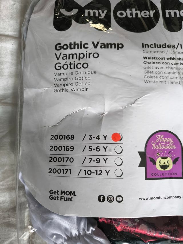 Disfraz vampiro 3-4 años