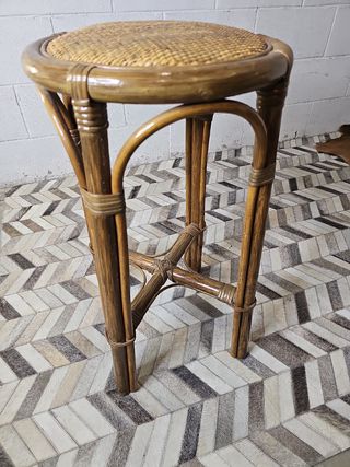 Taburete vintage bambu marron