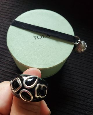 Anillo Tous resina y onix talla 17-18