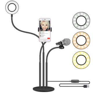 Anillo Luz LED, Soporte para Micrófono Teléfono