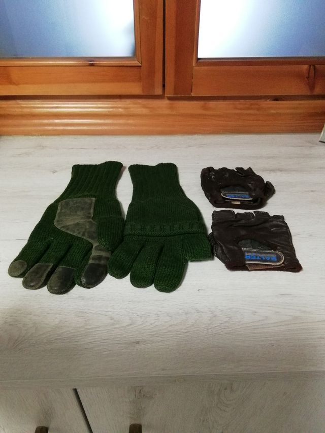 Guantes caza, lana y polipiel.