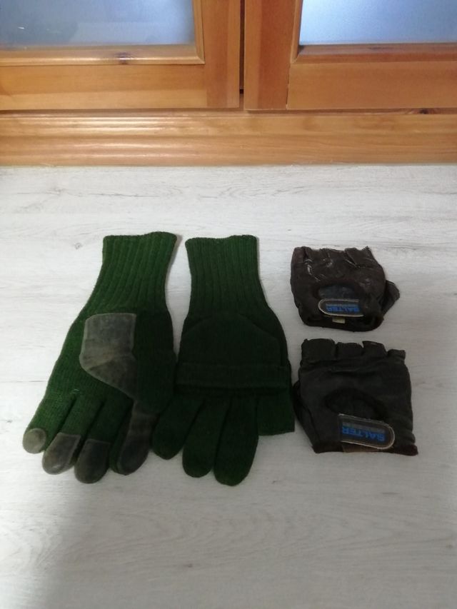 Guantes caza, lana y polipiel.