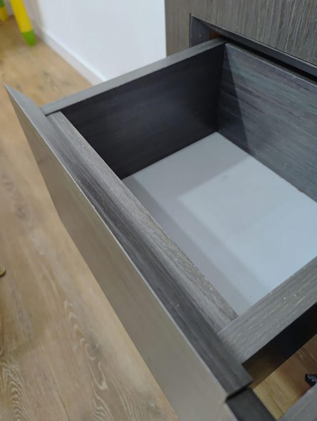 Mueble consola recibidor marrón chocolate gris