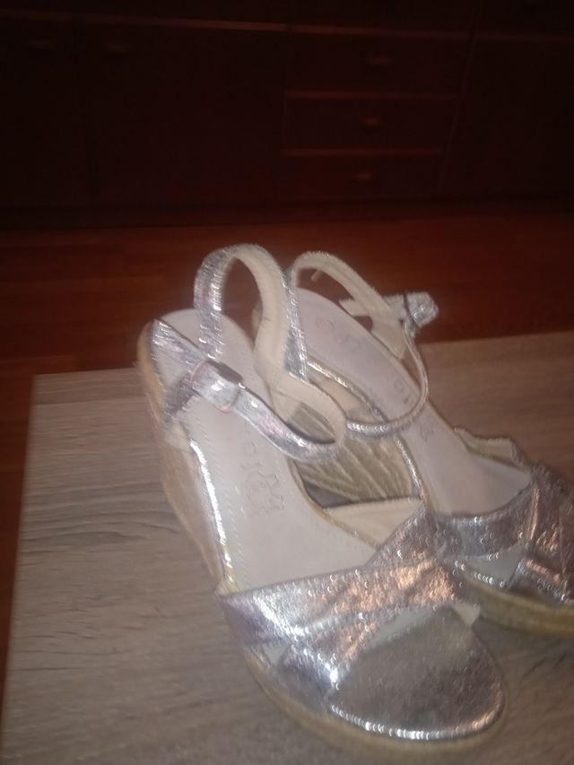 Sandalia tacón cuña esparto N 36