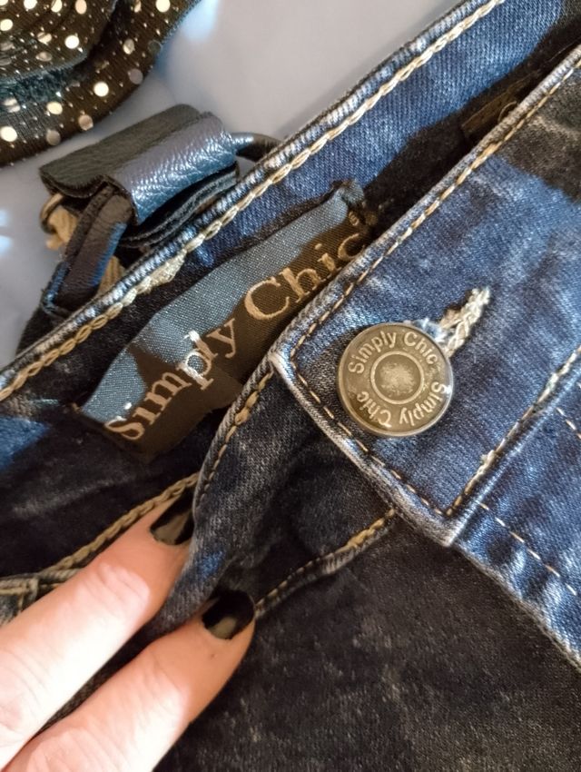 Jeans donna TG S e top mono spalla nero 