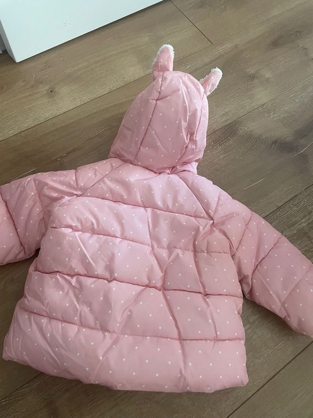 Abrigo GAP rosa capucha orejas niña 6 a 12 meses