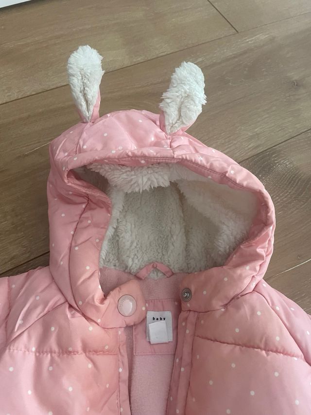 Abrigo GAP rosa capucha orejas niña 6 a 12 meses