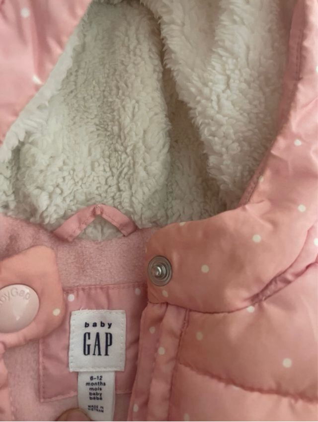 Abrigo GAP rosa capucha orejas niña 6 a 12 meses