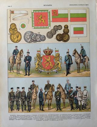 Cinco láminas antiguas con Uniformes