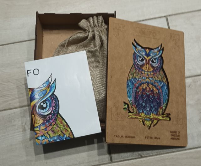 puzzle legno gufo, nuovo