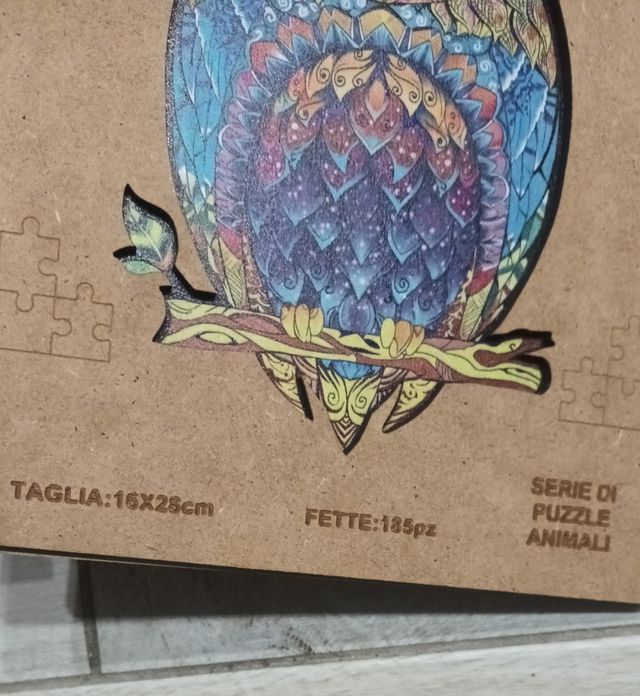 puzzle legno gufo, nuovo