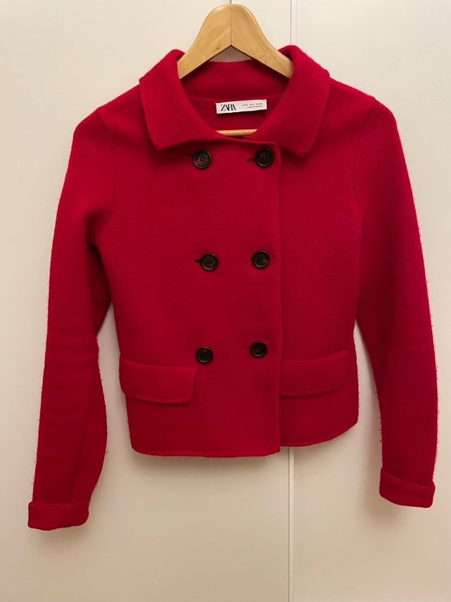 Chaqueta lana roja Zara