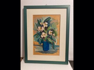 Quadro vaso con fiori tecnica a rilievo