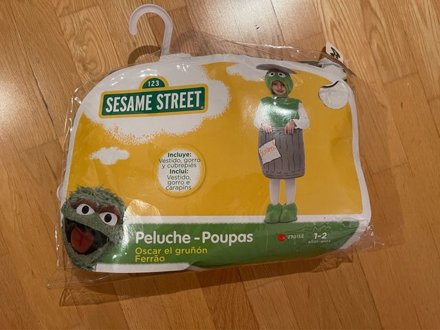 Disfraz Oscar el Gruñon. Niño. Barrio Sésamo