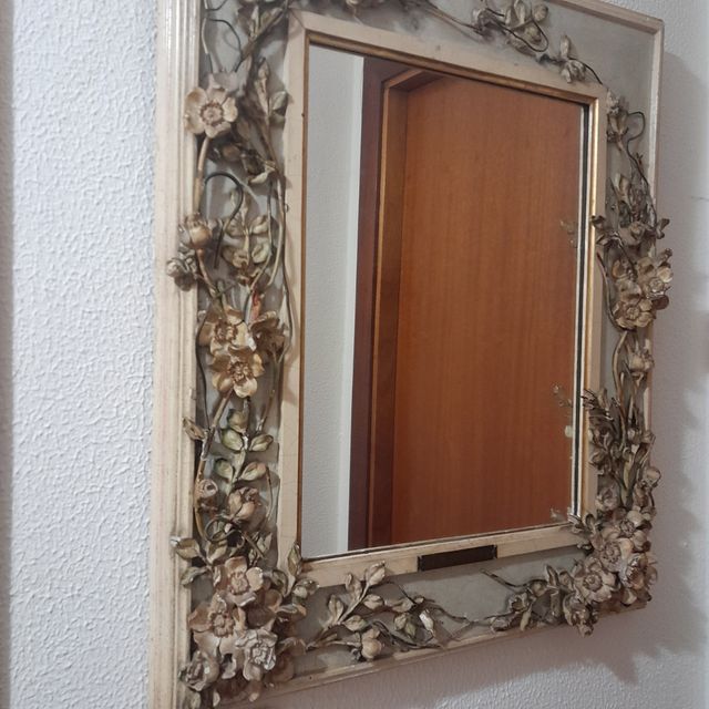 Conjunto consola de bambú y espejo