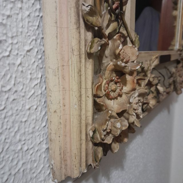 Conjunto consola de bambú y espejo