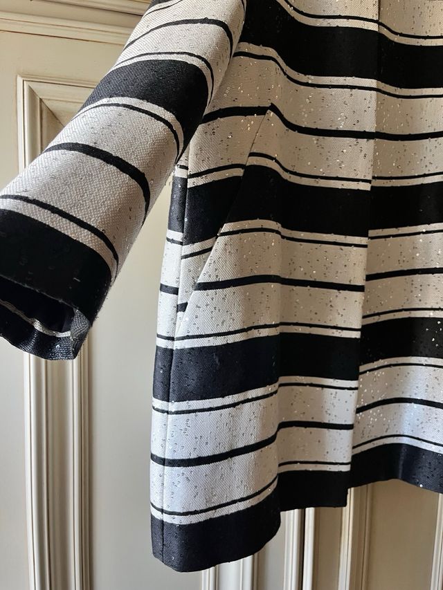 Spolverino bianco e nero Gattinoni con paillettes