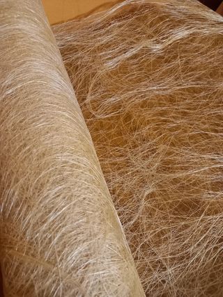 Rollo tela, tejido rústico,ramo flores