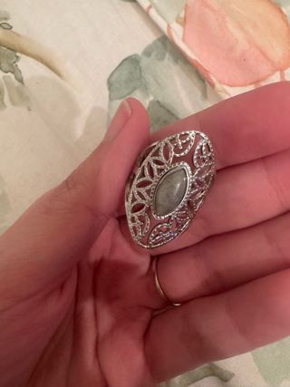 Anillo acero ajustable piedra natural