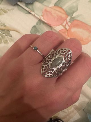 Anillo acero ajustable piedra natural