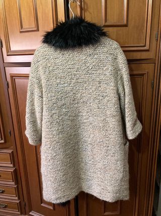 Giacca donna in lana con collo di pelo