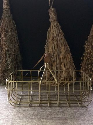 NUEVO Cesta rectangular metal y acacia