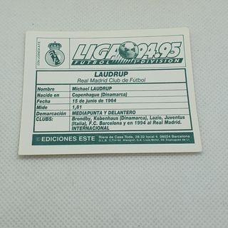 ⚽️ CROMO DE FUTBOL LAUDRUP REAL MADRID LIGA 94-95