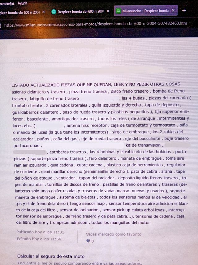 amortiguador honda cbr 600 rr 2004