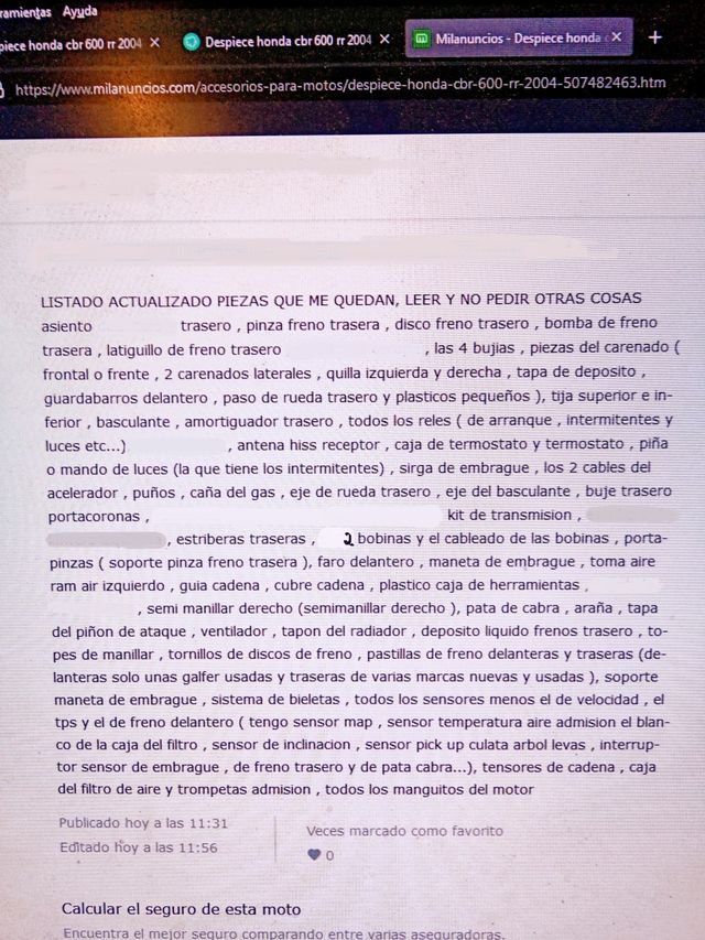 Despiece honda cbr 600 rr 2004