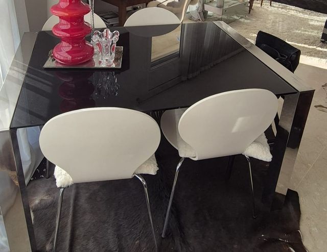 Mesa comedor de cristal extensible