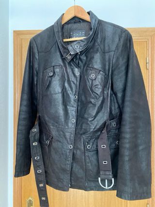 Chaqueta Parka piel cuero marron