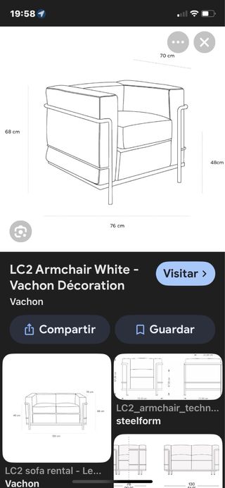 Sillón estilo Le  Corbusier LC2