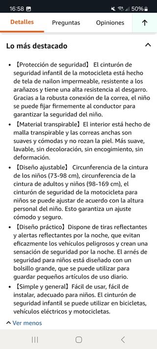 NUEVO Cinturón moto niños