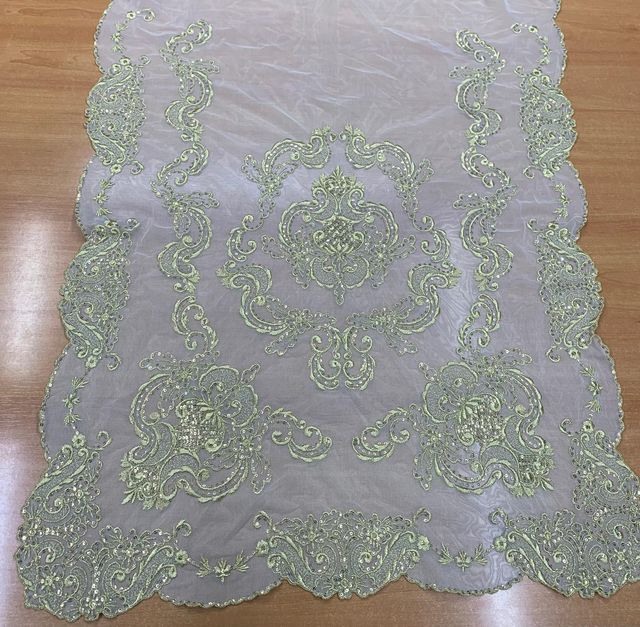 Delantal fallera 80cm tul bordado y lentejuela oro