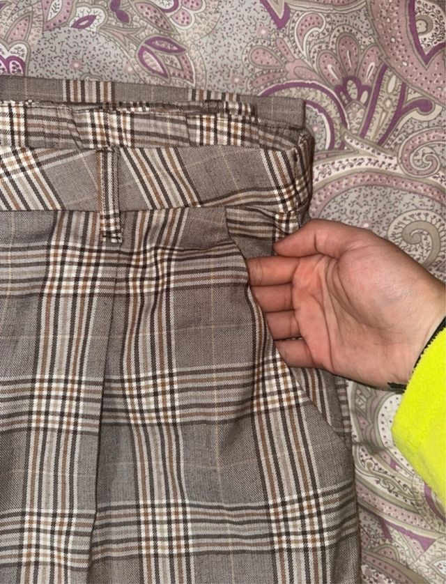 Pantalón de pinza recto de cuadros talla L