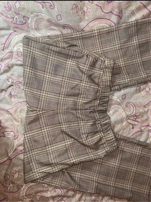 Pantalón de pinza recto de cuadros talla L