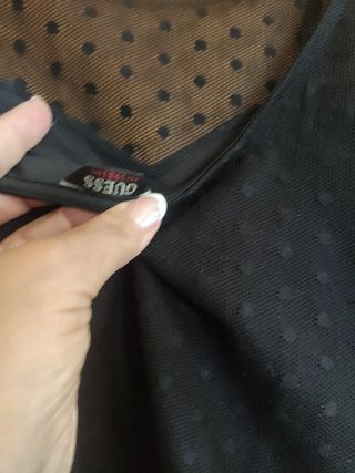 Maglia donna pizzo nero top cuore Guess